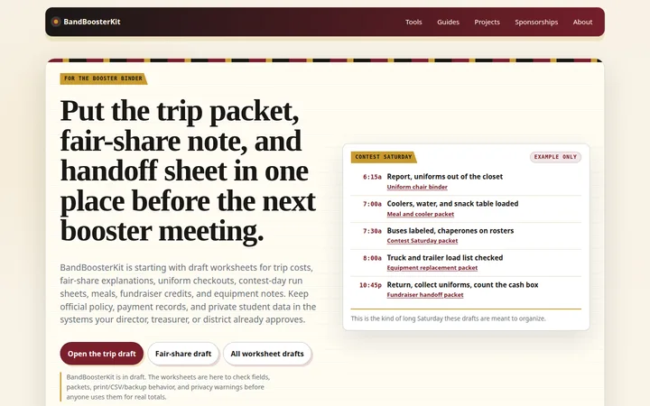 BandBoosterKit booster binder and trip packet preview